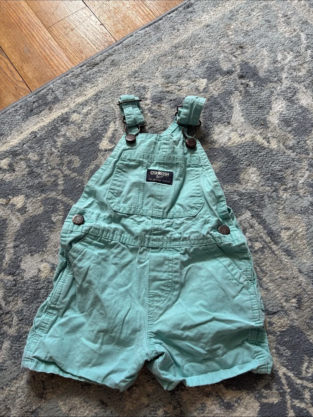 OshKosh B'gosh Kids Mint Green Short Overalls